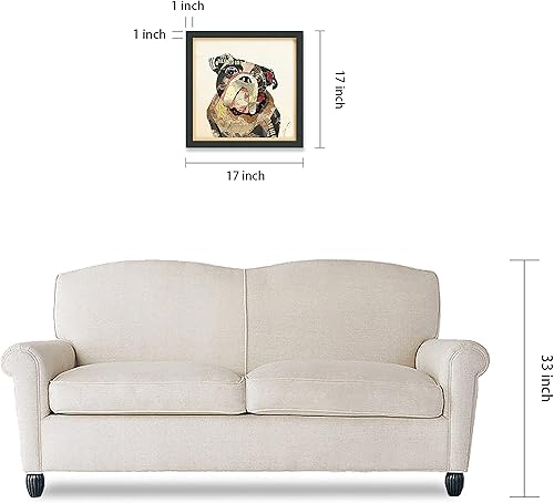 Miniatura 4 de Empire Art Direct Arte gráfico enmarcado con collage dimensional de bulldog inglés debajo de cristal, listo para colgar, sala de estar, dormitorio y