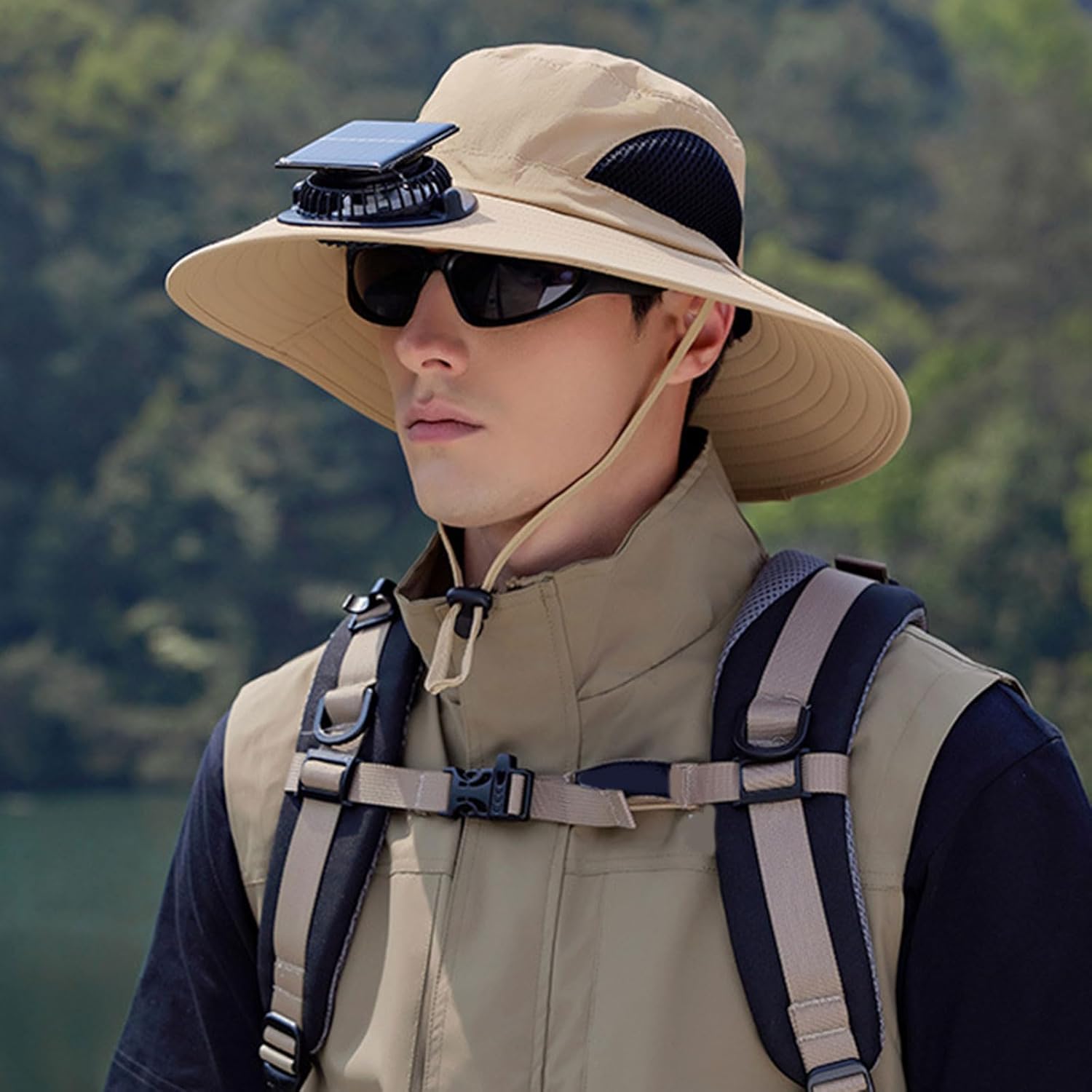 Solar Fan Hat Lightweight Breathable with Built-in Cooling for Fishing Hiking Outdoor Travel