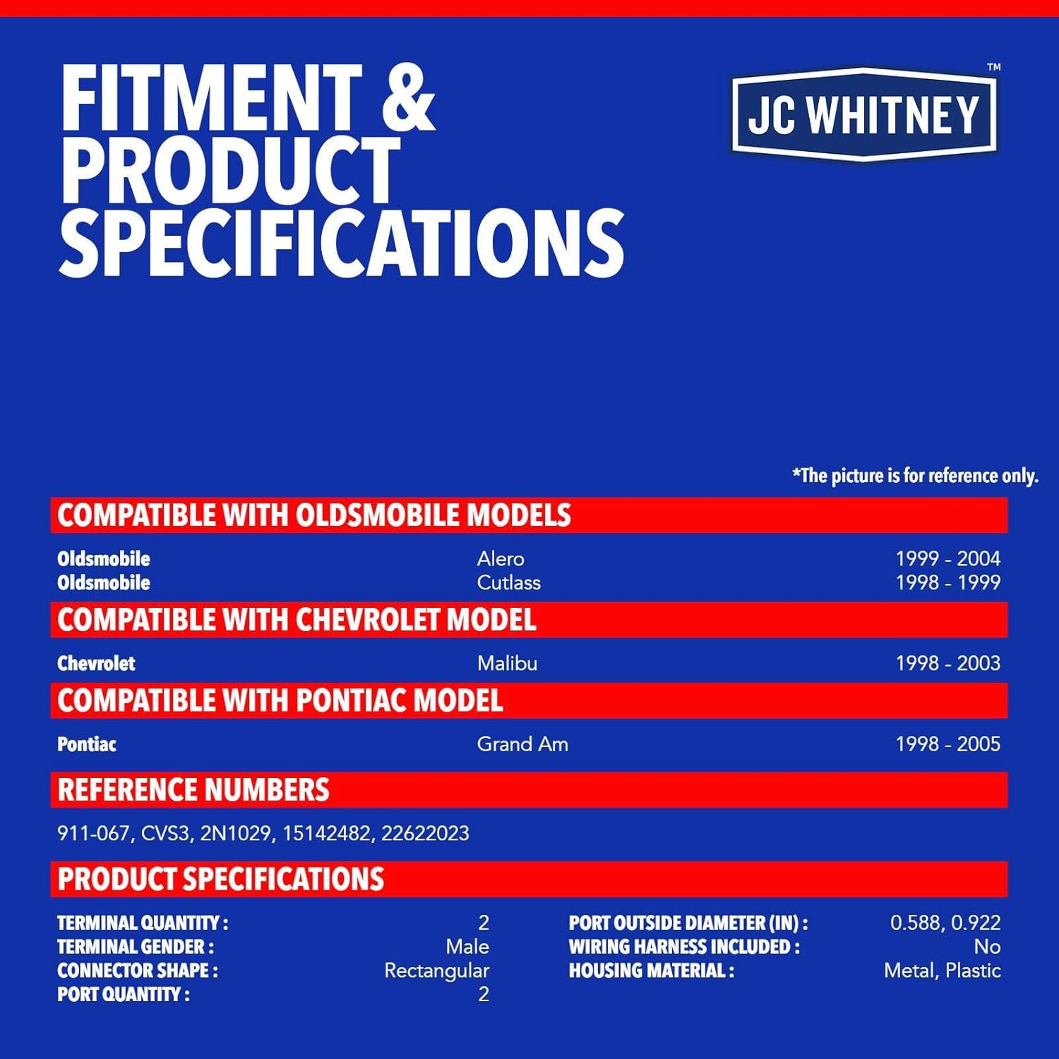 JC Whitney JFBAJCWVCS00092 Vapor Canister Vent Solenoid - Compatible with Chevrolet Malibu 1998-2003, Alero 1999-2004 - 2.2L 2.4L 3.1L 3.4L