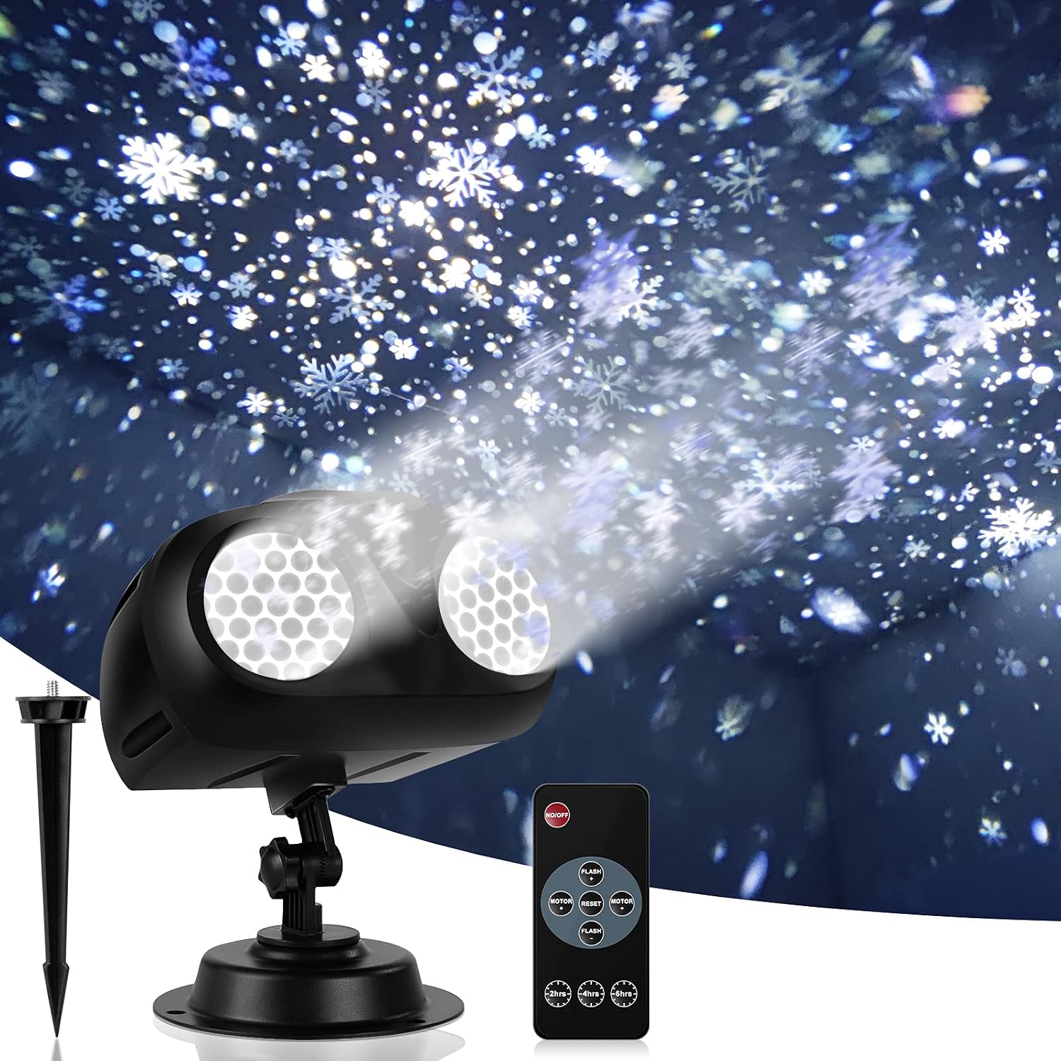 Christmas Snowflake Projector Lights, Upgraded Highlight Dynamic LED Snow Light Projection, IP65 Waterproof Snowfall Spotlight Lighting for Xmas Holiday Wedding Party Home Garden Landscape (Bronze) (Brown) (Black-1)