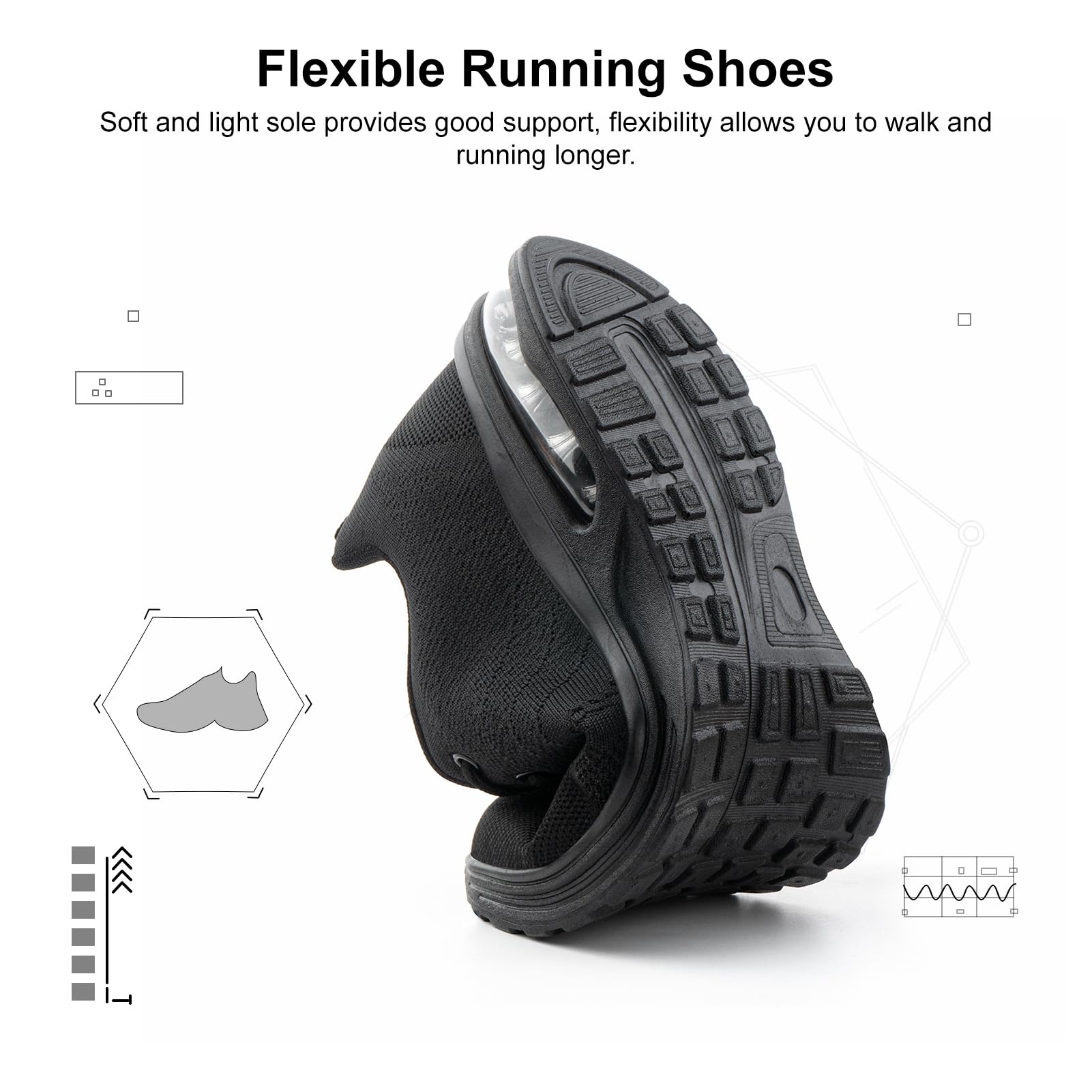 NEOKER Scarpe Running Uomo Donna Scarpe da Corsa Sneakers Scarpe Ginnastica Scarpe Trail Running Scarpe Sportive Platform Outdoor Nero Blu 36-48 EU