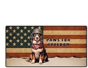 Freedom Paws Patriotic Australian Shepherd Vintage Memorial Day Desk Mat Full Keyboard Mouse Pad Aussie Dog Lover Gifts Large Mousepad 12006