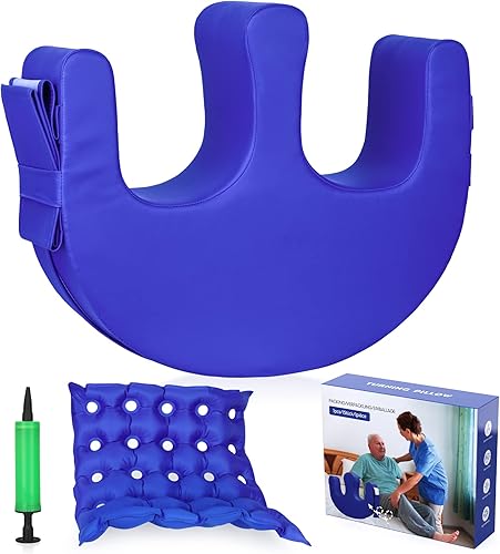 SEABIRD Dispositivo de giro para pacientes, cojín inflable de gofres para úlceras por presión, almohada giratoria multifuncional con correa,