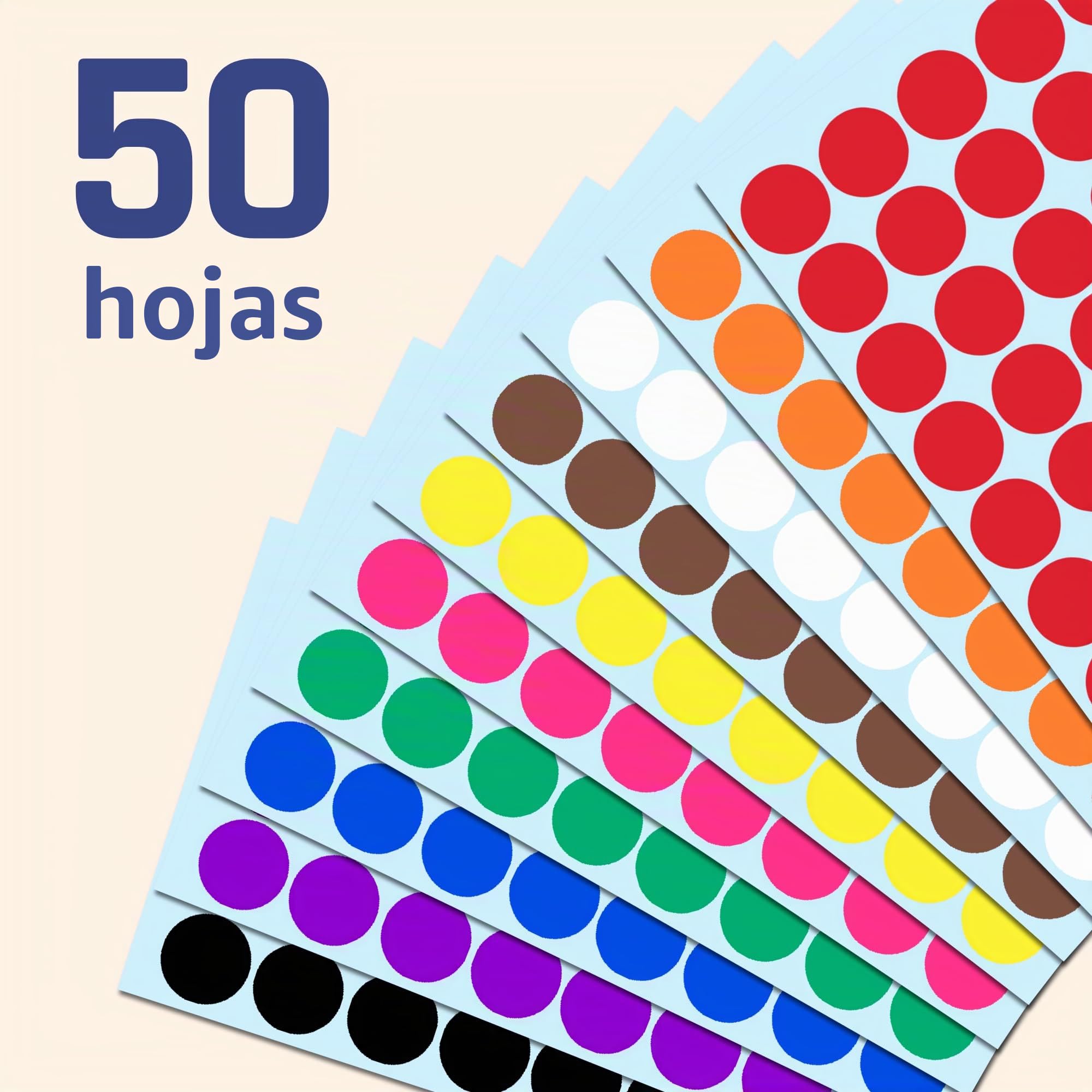 2000 Piezas, 20mm Gomets Colores Surtidos Pegatinas Adhesivos - 10 Colores
