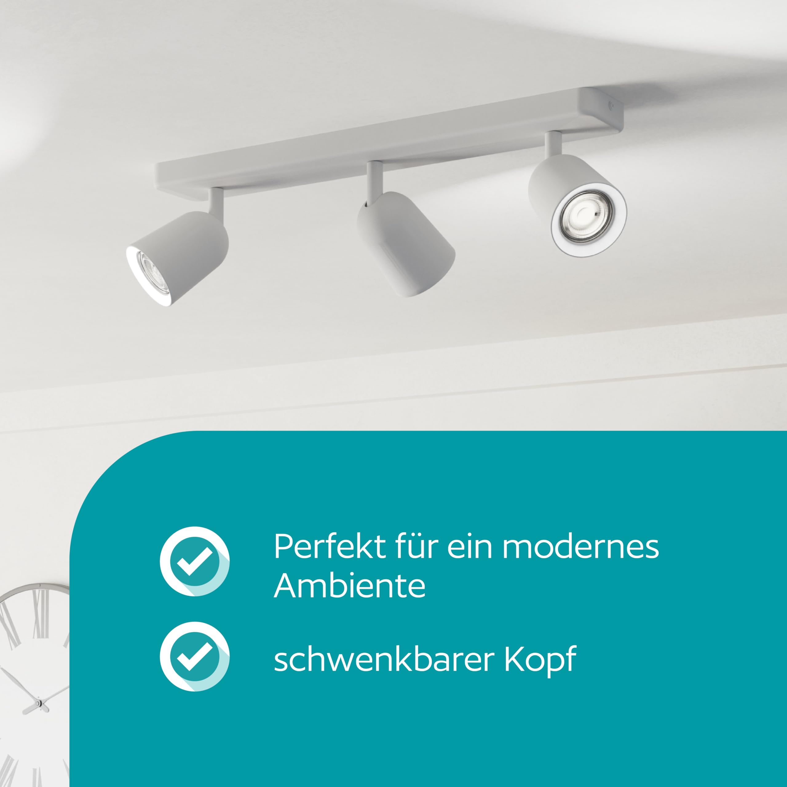 EGLO Deckenlampe 3-flammig Camaldoli Deckenstrahler | mit flexiblen drei Strahlern, Spot Deckenleuchte aus Stahl in Weiß, GU10 Fassung