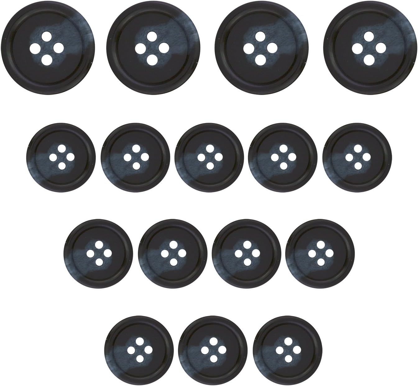 ButtonMode Regular Suit Buttons 16pc Set Includes 4 Buttons Measuring 20mm (3/4 Inch) for Jacket Front, 12 Buttons Measuring 15mm (9/16 Inch) for Jacket Sleeves and Pants, Beige Khaki, 16-Buttons