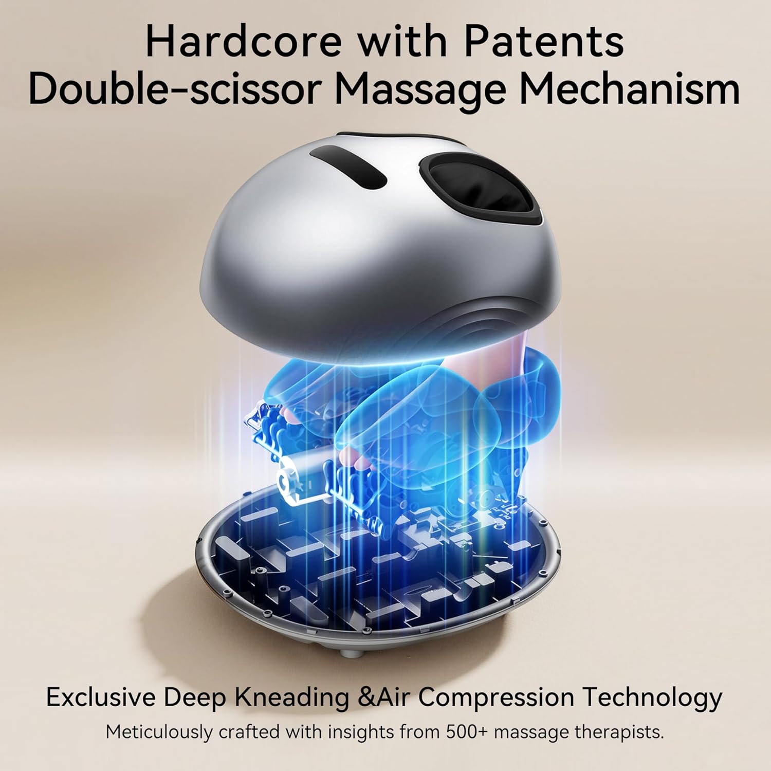 Foot Massager with Heat & Compression, Patented Scissor-Hand Shiatsu Core for Deep Kneading, 131°F Constant Heat, 3 Modes, Adjustable Intensity, Fits Up to Men’s 12