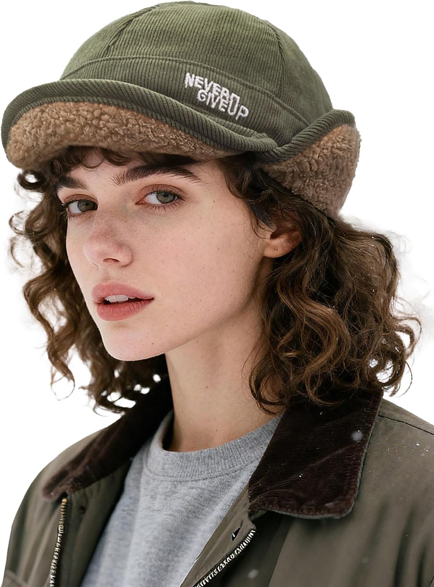 Baseball Cap with Earflaps Warm Trapper Hat with Visor Cold Weather Thick Winter Hat Windproof Ushanka Russian Cap