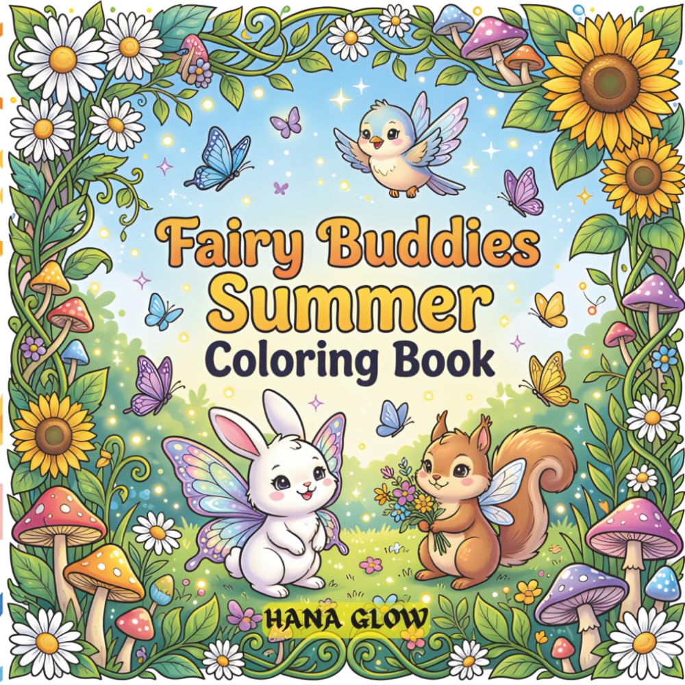 Fairy Buddies Summer Coloring Book: 40+ Cute Fairy Animal Coloring Book Featuring Magical Woodland Scenes, Cozy Gardens, and Relaxing Fantasy ... Simple Designs for Kids, Teens, and Adults.