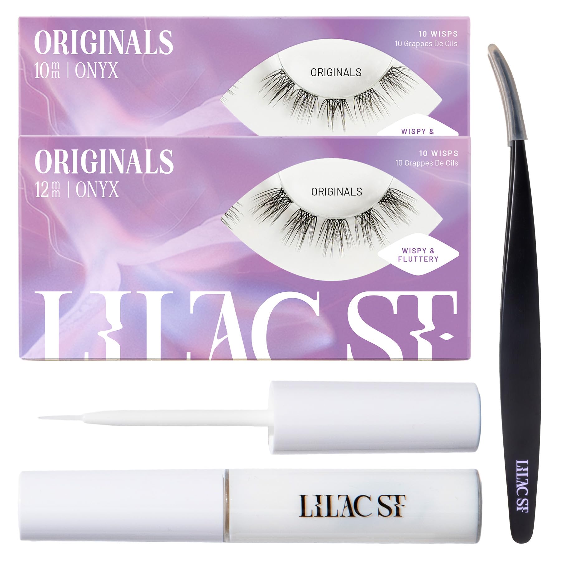 Lilac St - Originals Starter Kit - Includes Natural Faux Eyelash Clusters 10mm 12mm Clear Lash Glue Lash