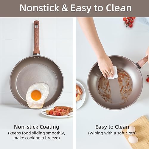 Miniatura 5 de Juego de 10 ollas y sartenes antiadherentes, juegos de utensilios de cocina de cocina con sartenes, cacerolas, vaporizador compatible con todas las