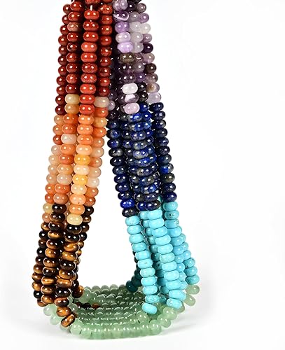 Vista 60 de ICAI Beads 5x8mm Cuentas Espaciadoras Rondelle Naturales Sueltas para Hacer Joyas Manualidades DIY Diseño 1 Hebra 15" APPR (Jade Blanco)