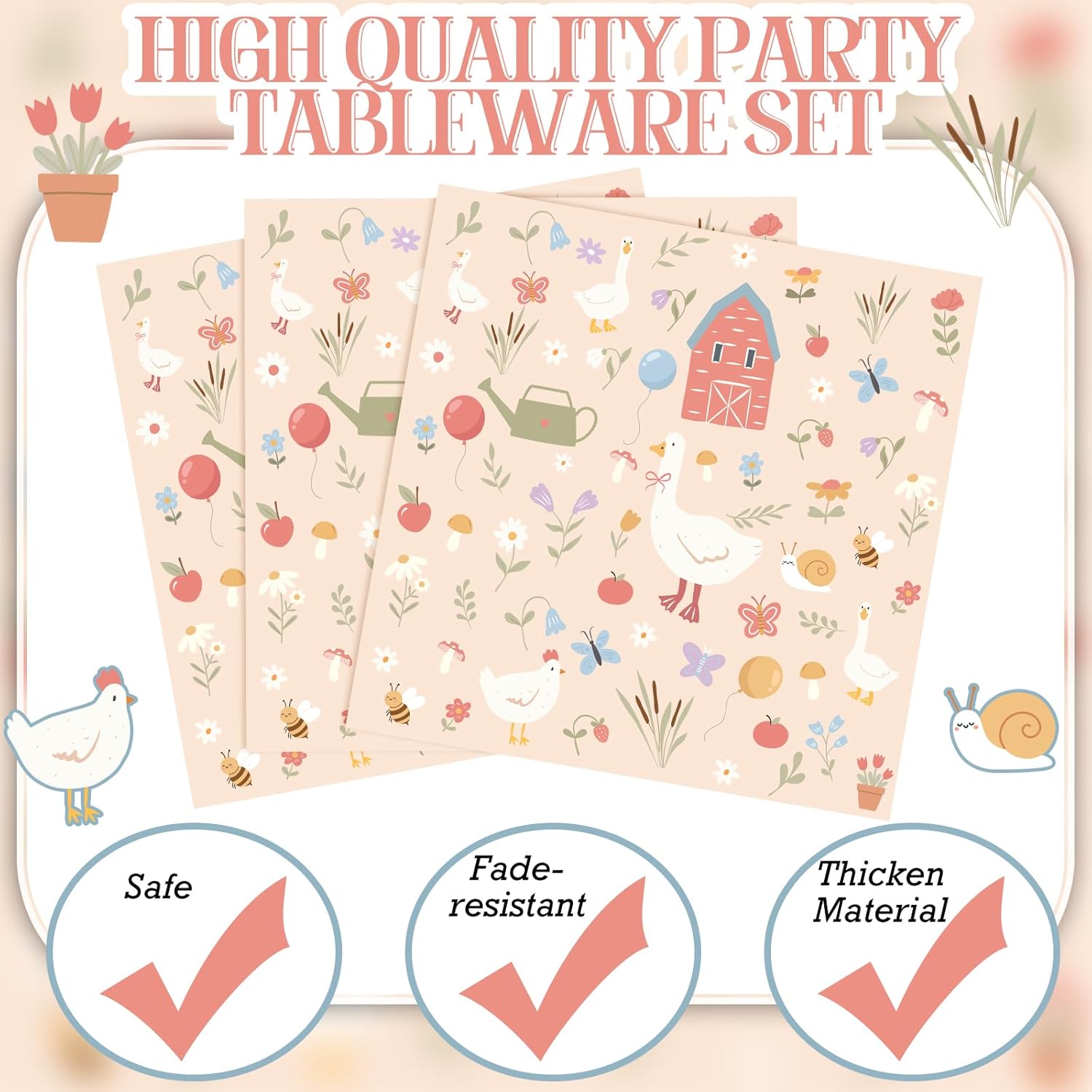 Zhehao 168 Pcs One Silly Goose Birthday Party Decoration Funny Silly Goose Party Tableware Set for 24 Guest Paper Plates and Napkins Cup Knife Fork and Spoon for Fairy First Birthday Decor