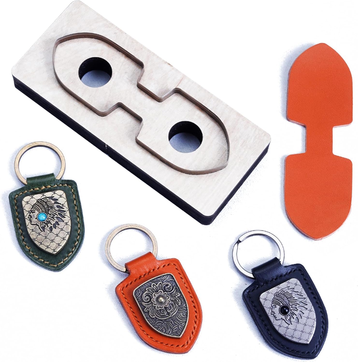2pcs Leather Cutting Die,Leather Keychains Cutting Mold for DIY Leather Crafts (Style2)