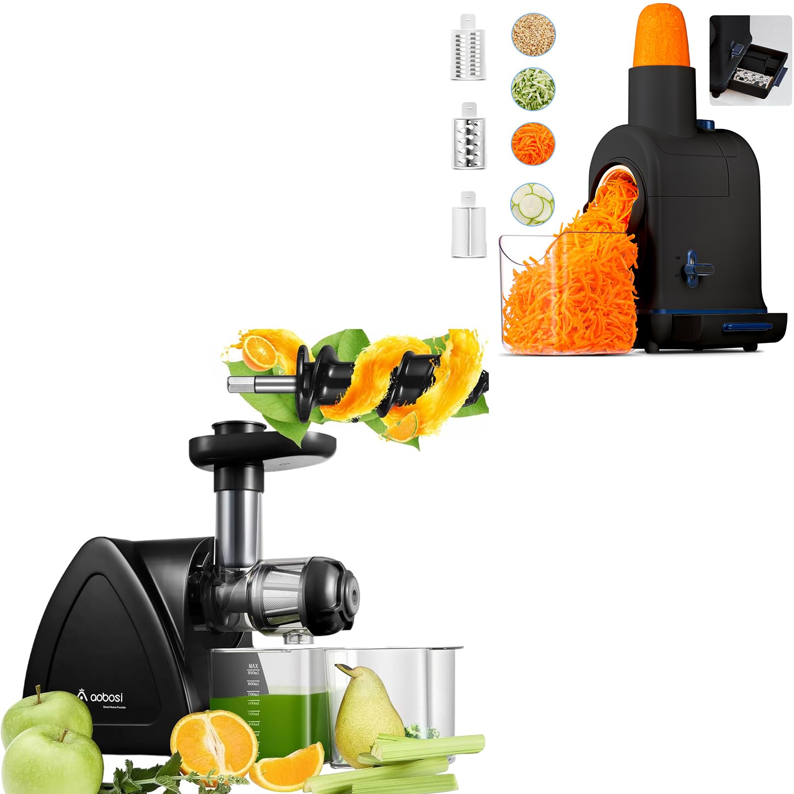 Aobosi Extracteur de Jus Sans BPA, Moteur Silencieux, Fonction Reverse, Noir