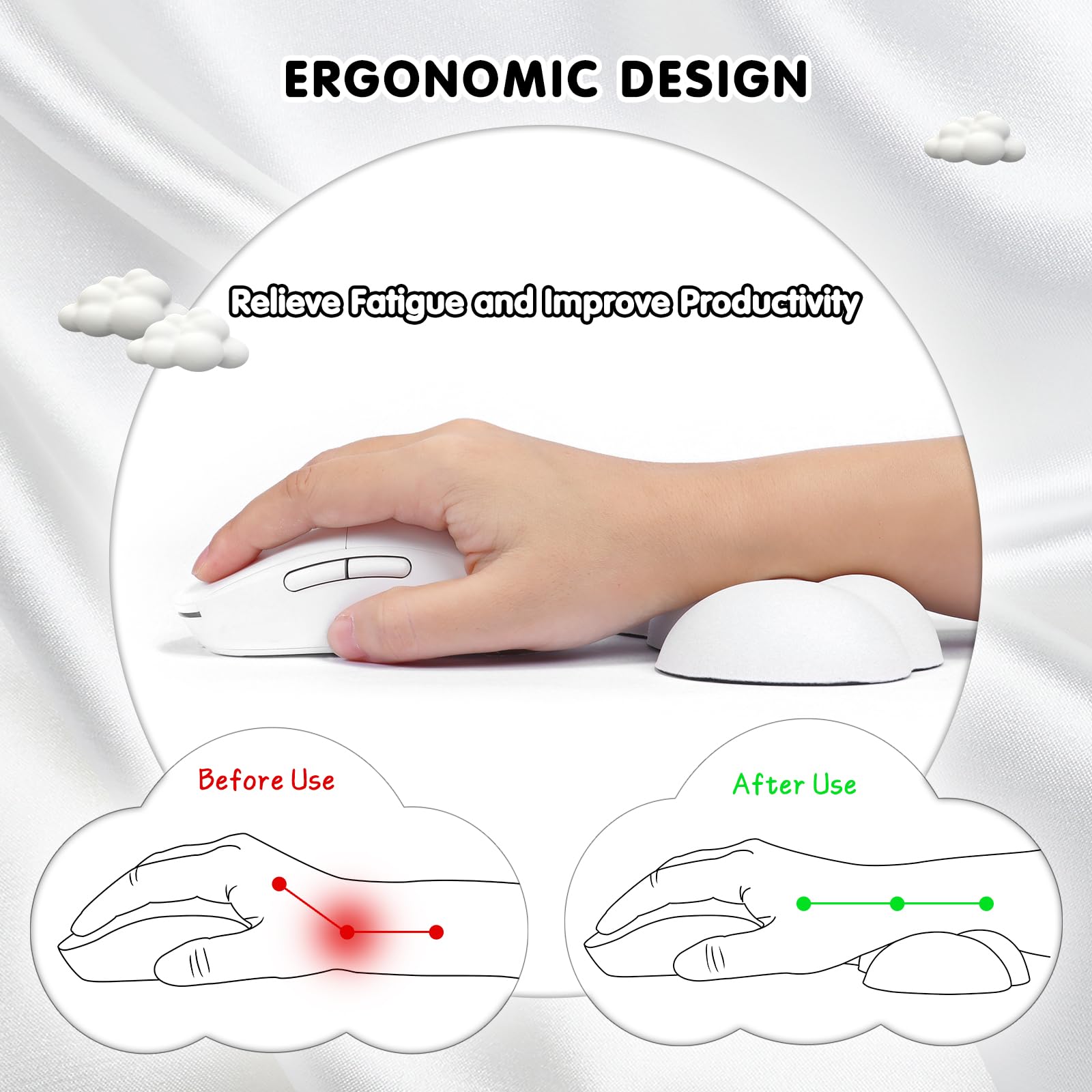 Set Poggiapolsi A Forma Di Nuvola Attack Shark - Per Tastiera E Mouse, Ergonomico E Morbido - Foto 10