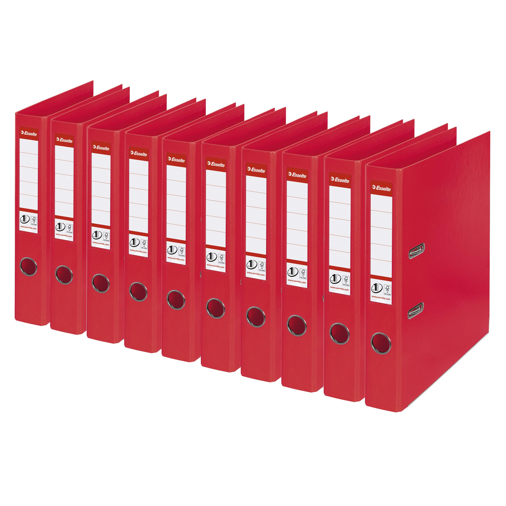 Esselte 50mm Lever Arch File Polypropylene A4 Red (10 Pack) 48073