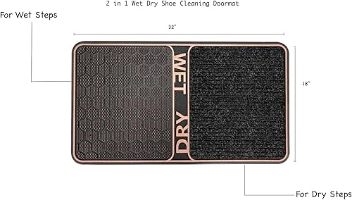 Miniatura 7 de YassRug - Tapete de bienvenida para puerta delantera y trasera, de cloruro de polivinilo para rascador de zapatos, duradero, 18 x 32 pulgadas, bronce