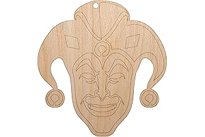 Court Jester Joker Harlequin Unfinished Craft Wood Holiday Christmas Tree DIY Pre-Drilled Ornaments