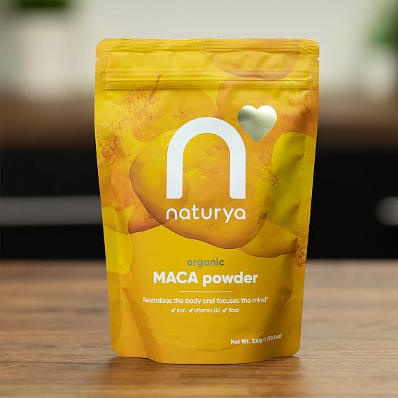 Naturya | Peruvian Organic Raw Maca Powder 300g | Certified Organic, Vegan & Kosher Superfoods | Packed with Vit B2, Iron & Fibre