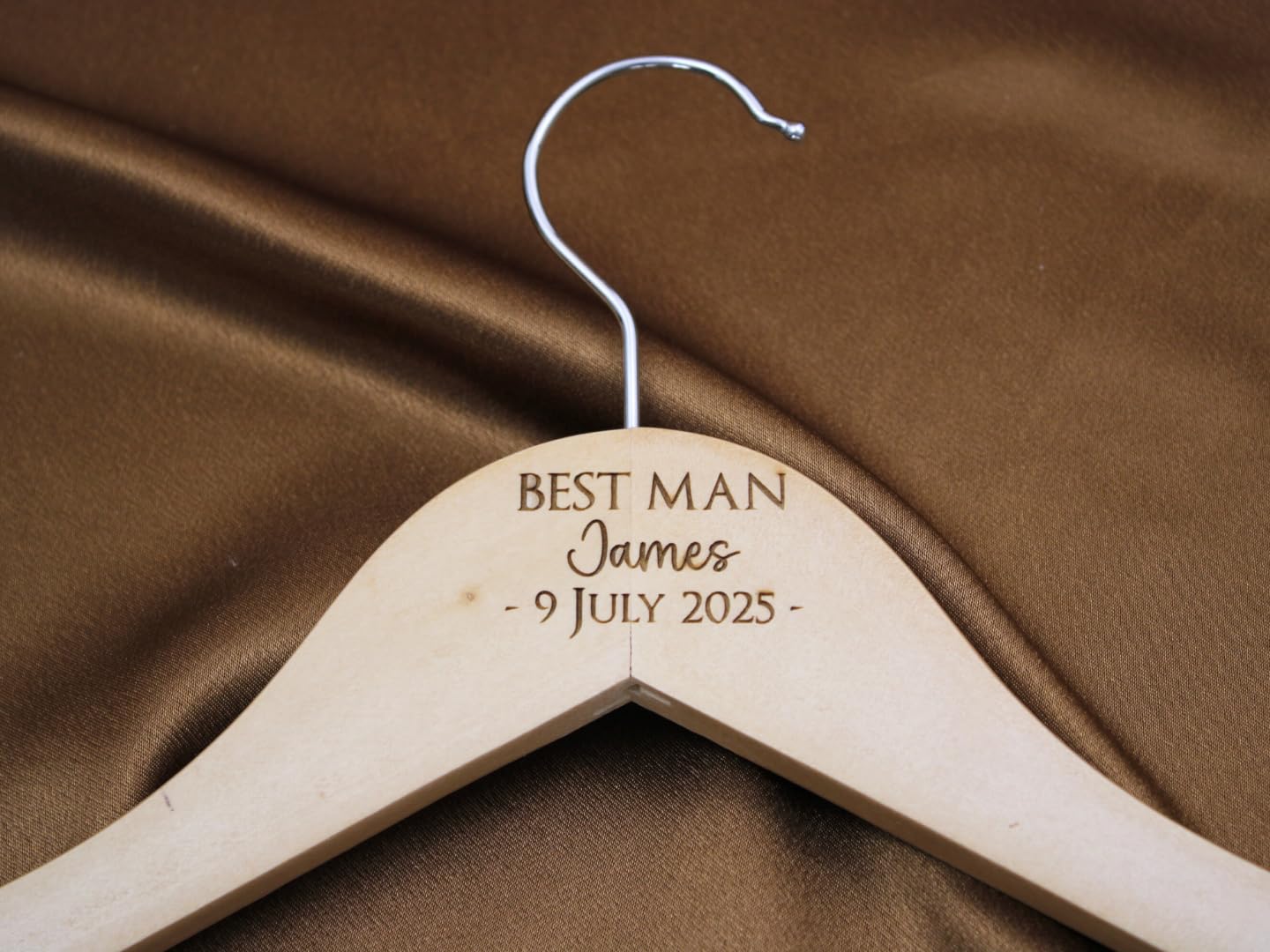 Personalised Engraved Best Man with Name and Date Wooden Hanger