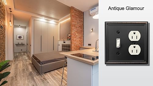 Vista 54 de Luca - Placa de pared de metal para interruptor de luz de palanca, 2 unidades de bronce envejecido de 3 bandas, cubierta decorativa para interruptor