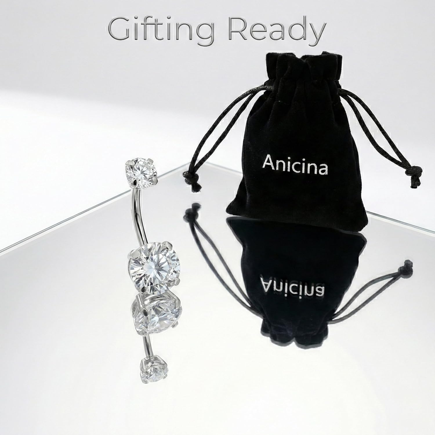 Anicina G23 Titanium Belly Button Ring Hypoallergenic 14G Belly Rings Internally Threaded Round Cubic Zirconia Navel Piercing Jewelry For Women 6mm 8mm 10mm 12mm 14mm 16mm - Image 7