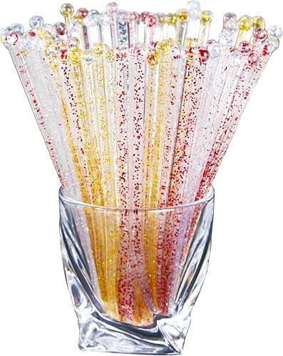 100 palitos de plástico desechables con parte superior redonda de cristal, agitador de cabeza de bola, agitador de cóctel, café, bebidas, palitos