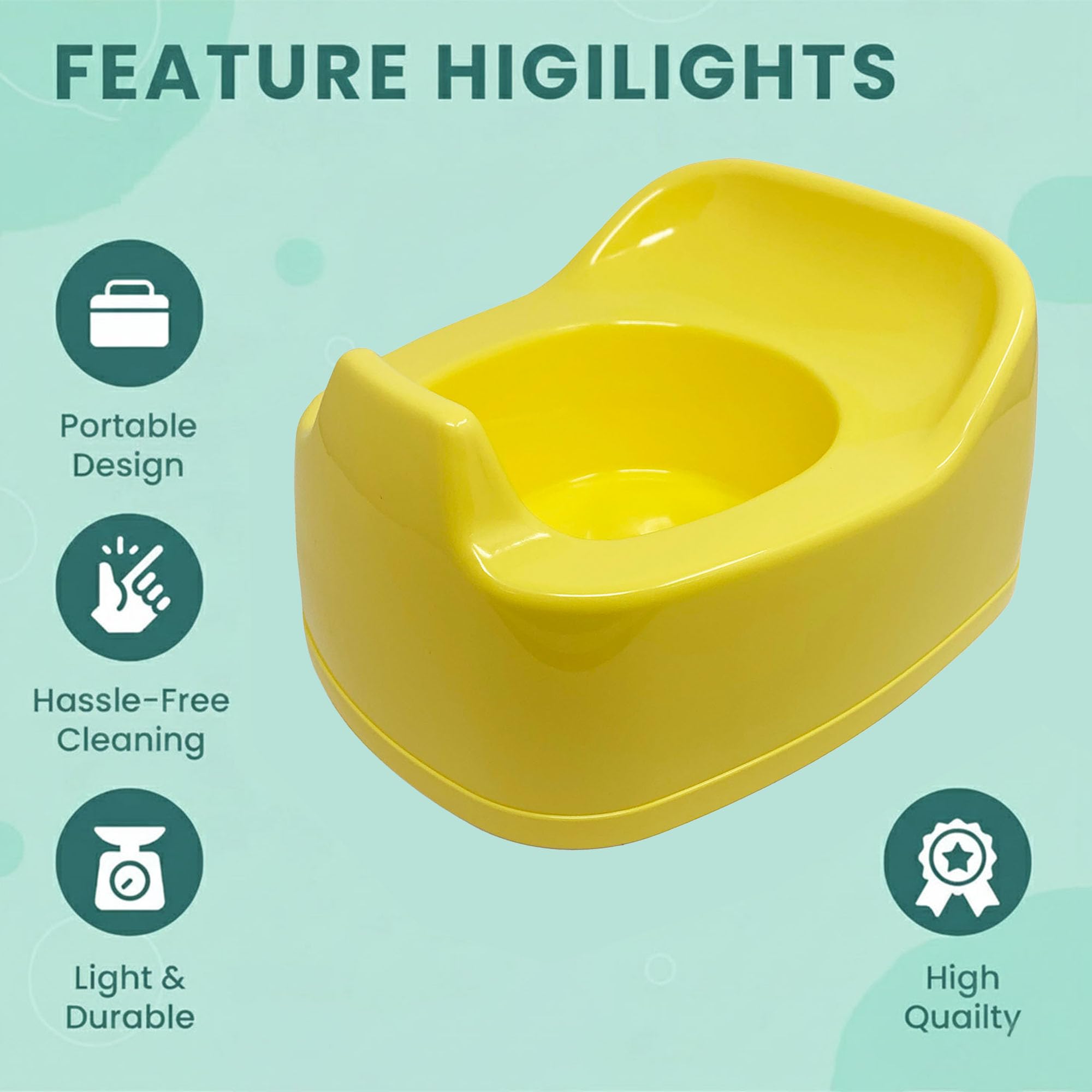 Children Junior Training Potty Toilet Toddler Baby Kids Trainer Chamber Seat Plastic Chair with Cut Out Slot for Easy Carrying, Easy Empty & Clean (H-1 x Yellow Potty Chamber) — view 3
