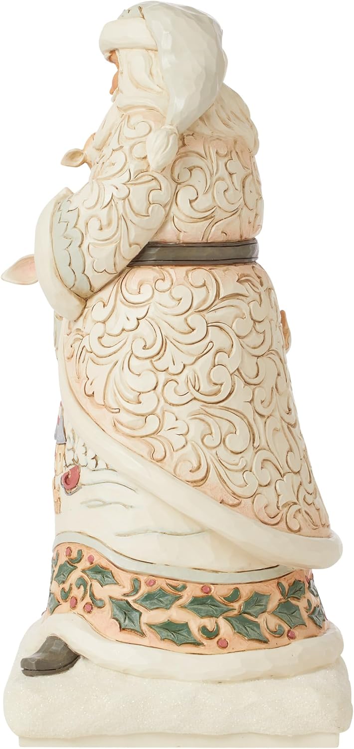 Enesco Jim Shore Heartwood Creek White Woodland Santa Holding a Fawn Figurine- Stone Resin Hand Painted Crafted Collectible Santa Figurines Christmas Home Decor Statue, 10.63 Inch - Image 2