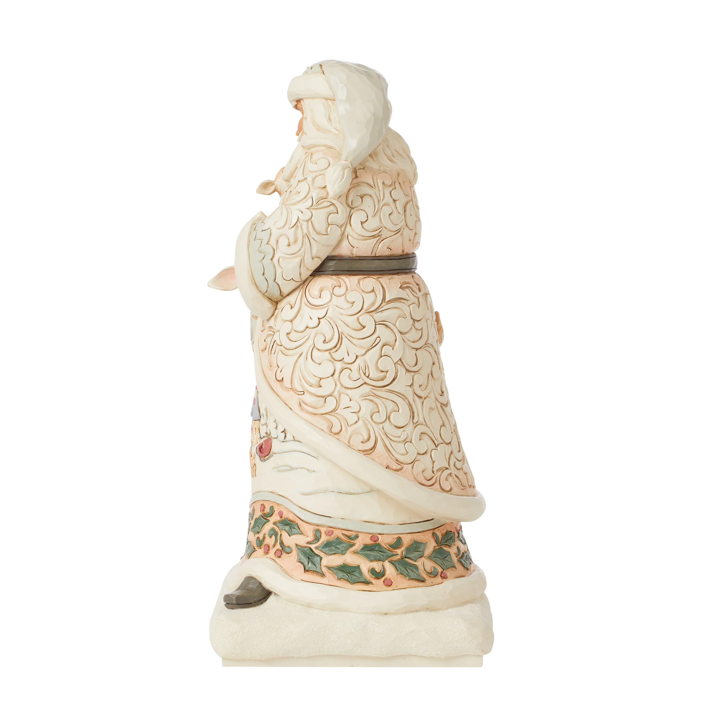 Enesco Jim Shore Heartwood Creek Figurine Père Noël tenant un faon Blanc 27 cm Multicolore