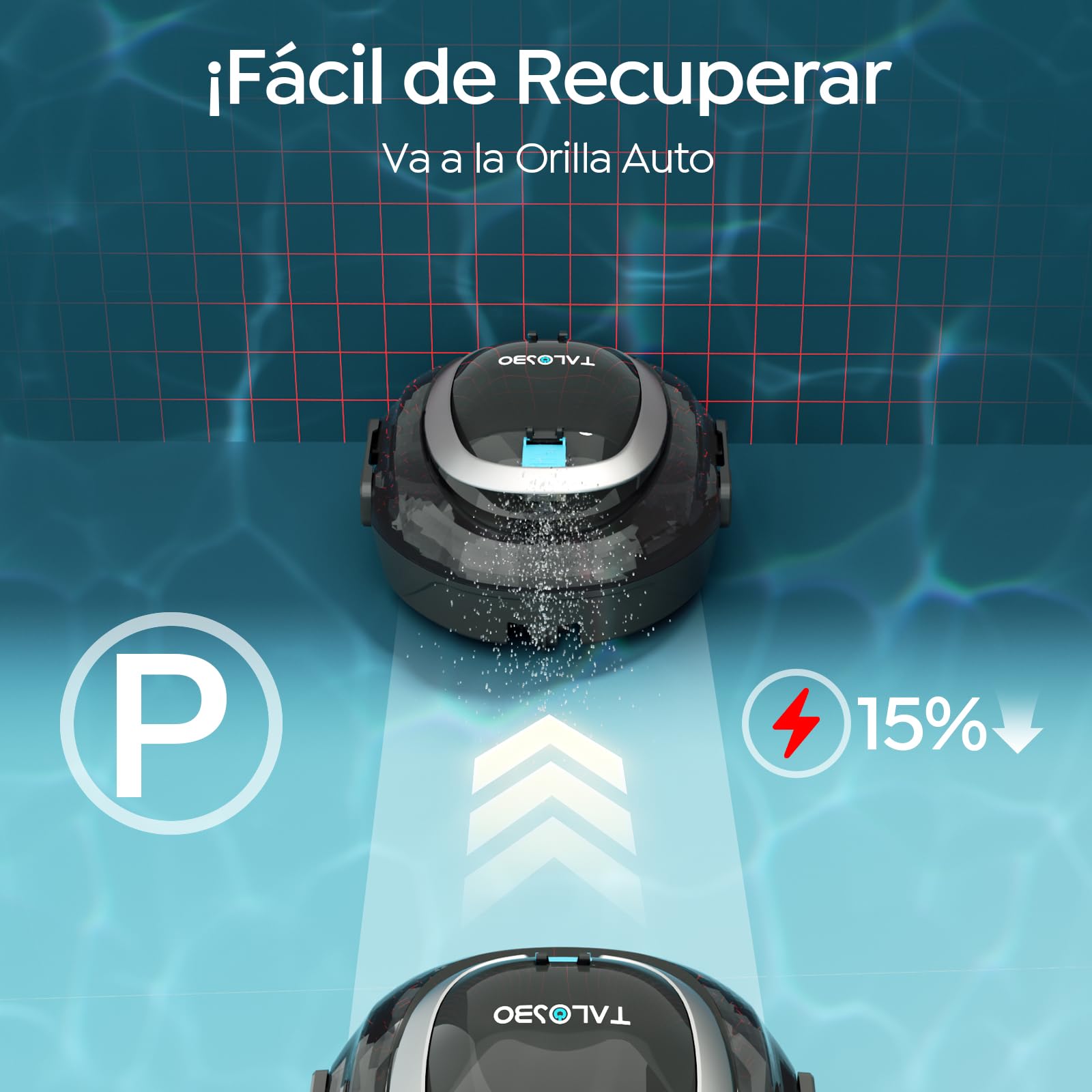 (2026 Nuevo) TALOSBO S2 Robot Piscina,Doble Filtración,90 Min de Limpieza Robot Limpiafondos Piscina Sin Cable,Doble Motor, Carga en 2.5h,Autoaparcable,para Piscinas Elevadas 85 m²