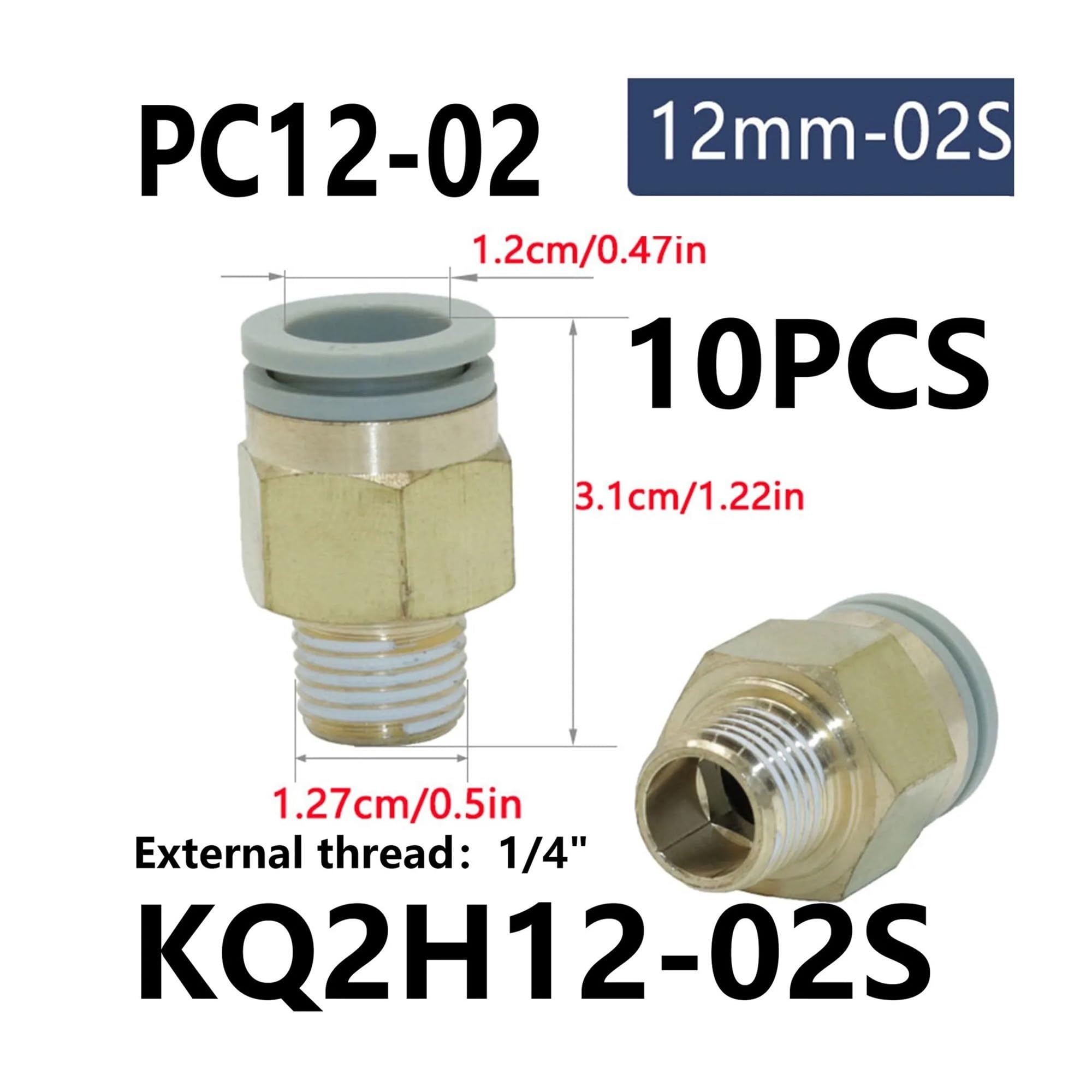 10 pezzi Raccordo connettore aria pneumatico PC 4 mm 6 mm 8 mm 10 mm 12 mm Filettatura 1/4" 1/8" 3/8" 1/2" Raccordi for tubi flessibili Connettori rapidi for tubi(PC12-02)