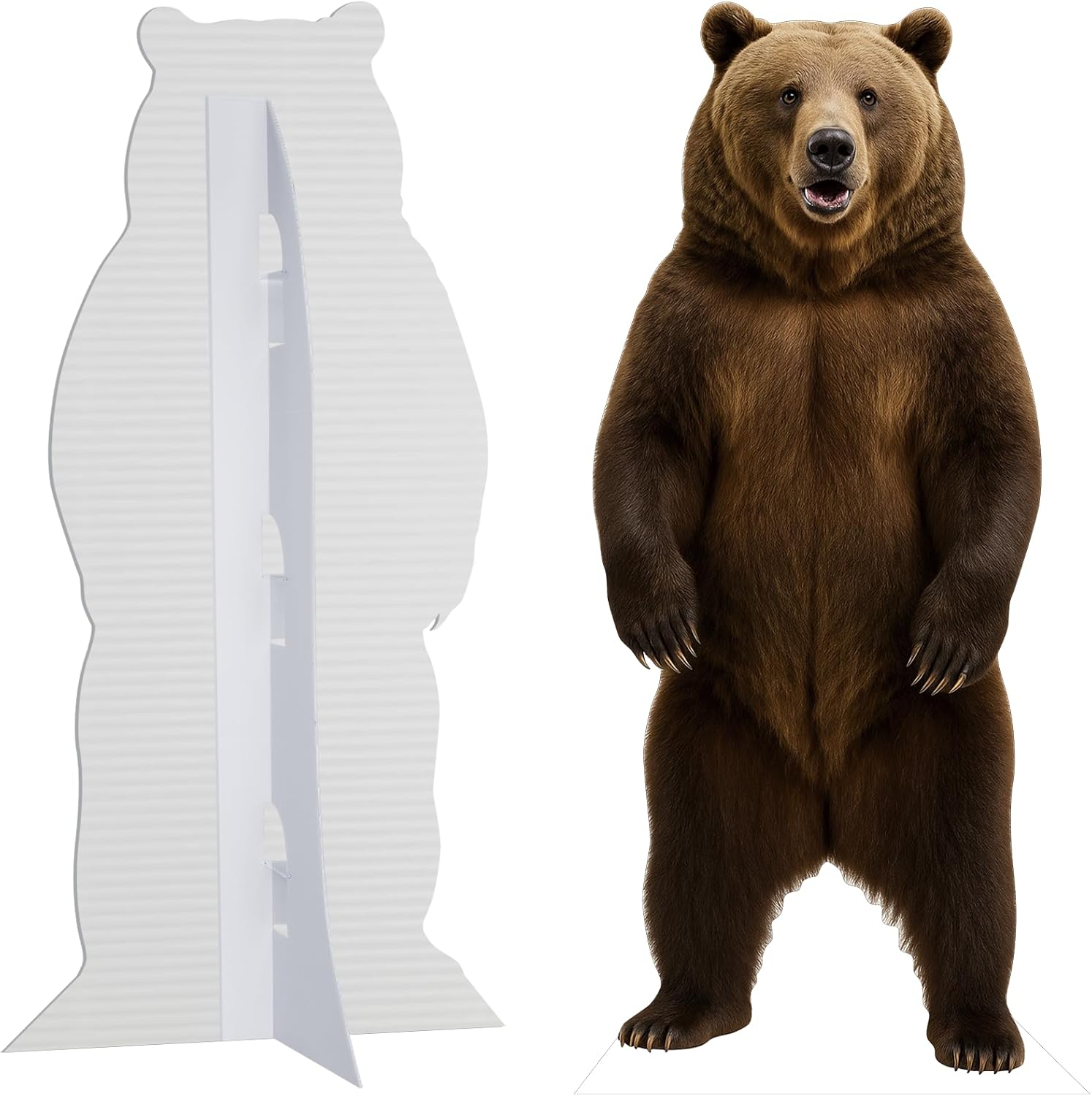 Bear Life Size Cardboard Cutout, 6FT Safari Theme Decoration, Animals Standup for Events, Party, Photography Props, Coroplast 1 PC