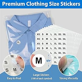 PigPotParty 12 x 15 Clear Plastic T-Shirt Bags with Clothing Size Stickers, 100 Pcs Cellophane Shirt Sleeves Packaging Bags for Small Business, Thick, Self-adhesive & Resealable