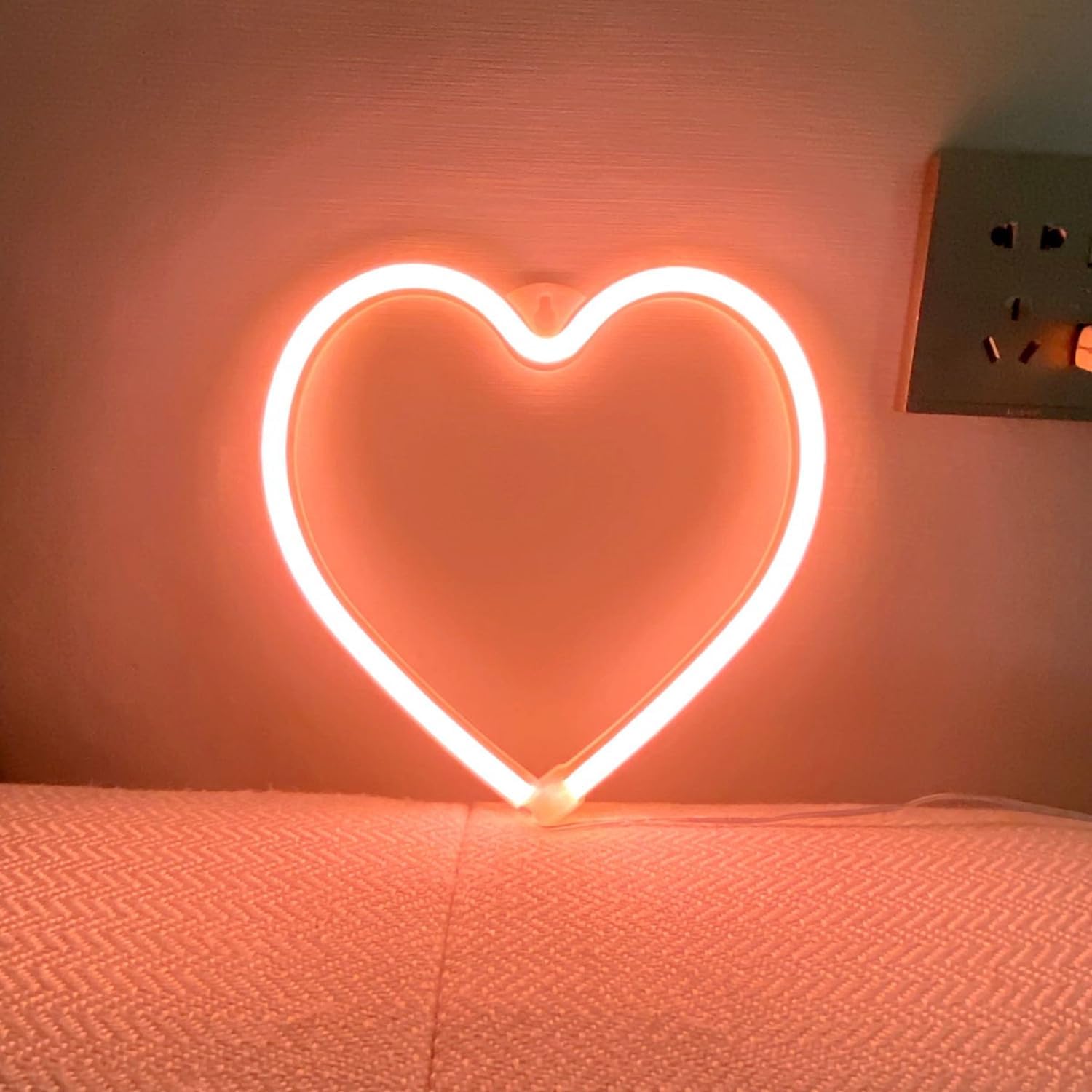 LED Neon Heart Sign,Love Hearts Neon Light for Girls Pink Room Bedroom Dorm Decor,USB or Battery Powered Heart Lamp for Wedding Valentine's Day Mother's Day Window Wall Decorations(1Pc Peach Pink) — image 1