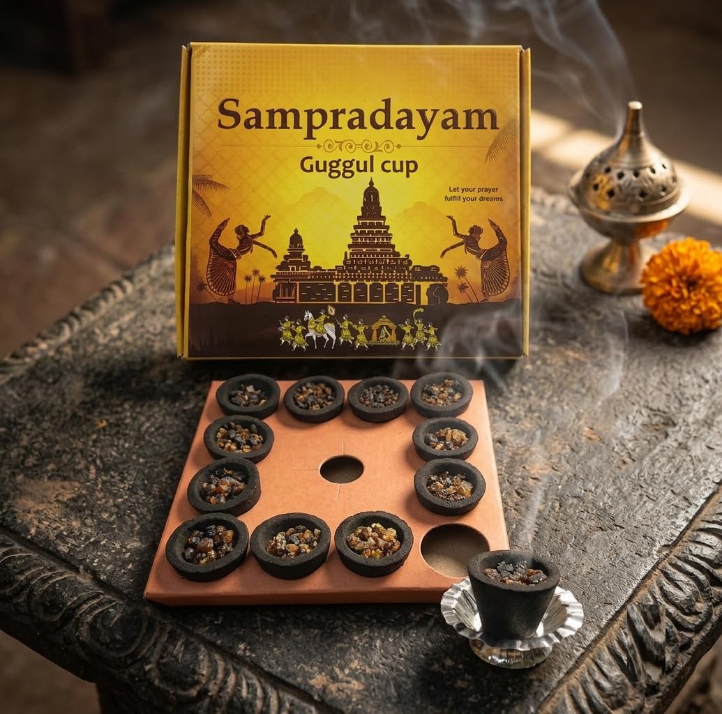 Pack of 1 (12 pcs Medium Cup Per Box) Sampradayam Natural Herbal Dhoop Cups for Puja, Meditation, Home Fragrance, Spiritual Rituals, Air Purification, Relaxing Atmosphere, & Long-Lasting Aroma-image-12