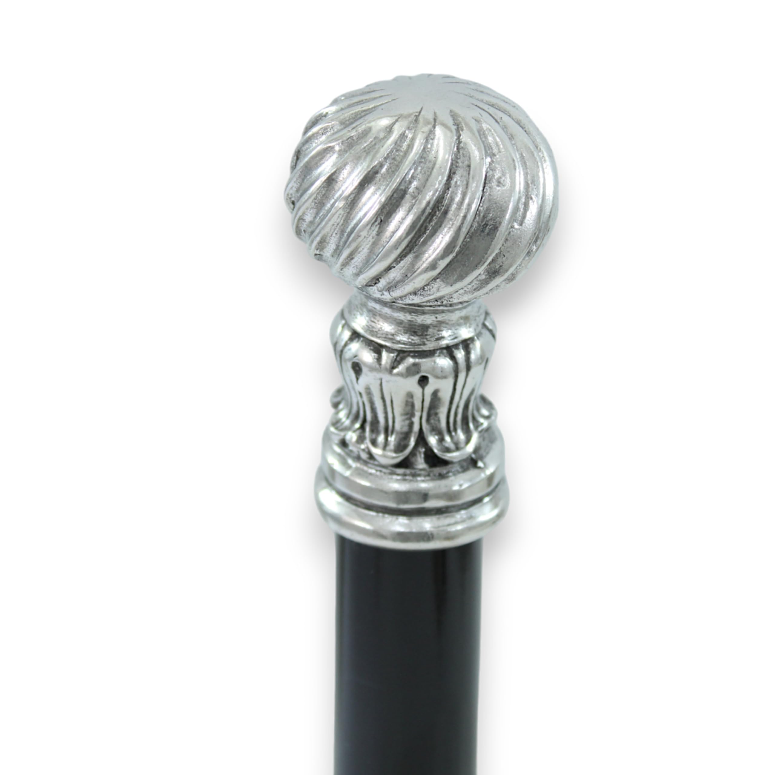Bastón de Paseo Elegante Negro Dandy Madera Peltre Plata (Color Negro)