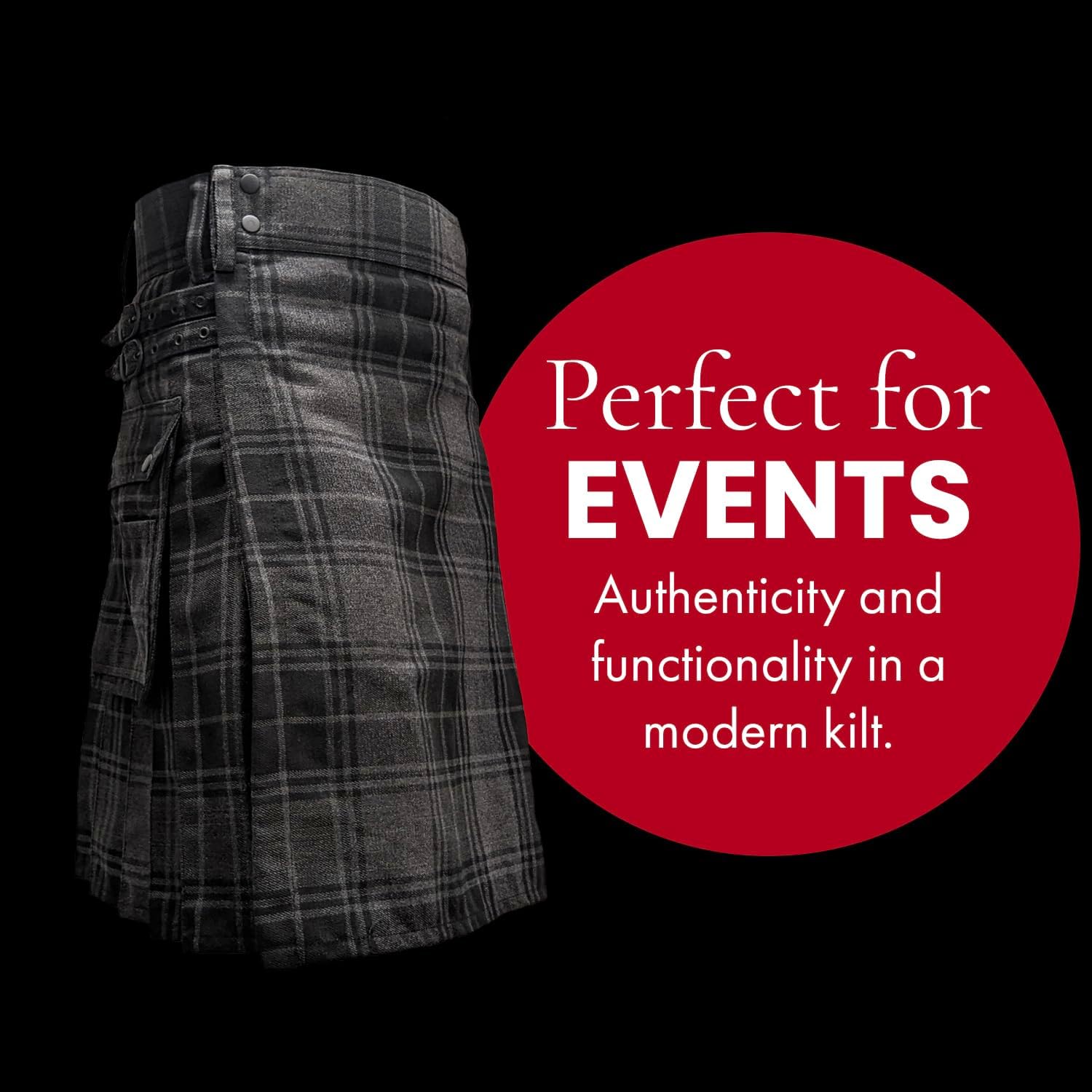 UT Kilts Men's Standard Tartan Utility Kilt, Modern Scottish Kilt for Everyday Wear, Tactical Kilts Adjustable Hip Straps - Image 3