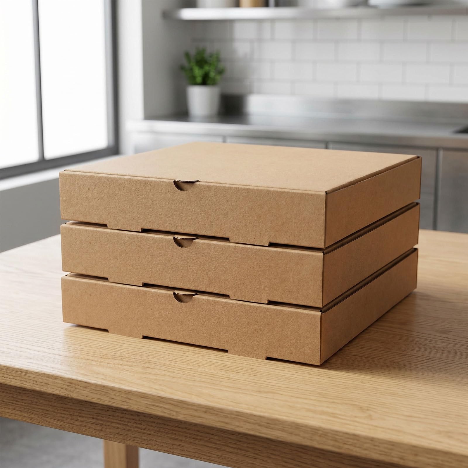 20 Piezas Caja de Pizza Cuadrada de Cartón Kraft, Cierre Fiable