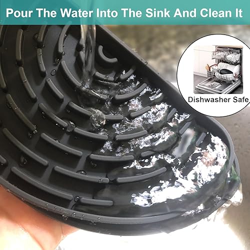 Miniatura 4 de Bandeja recolectora de goteo de silicona para refrigerador, paquete de 2. Protege la bandeja dispensadora de hielo y agua de derrames, se adapta a