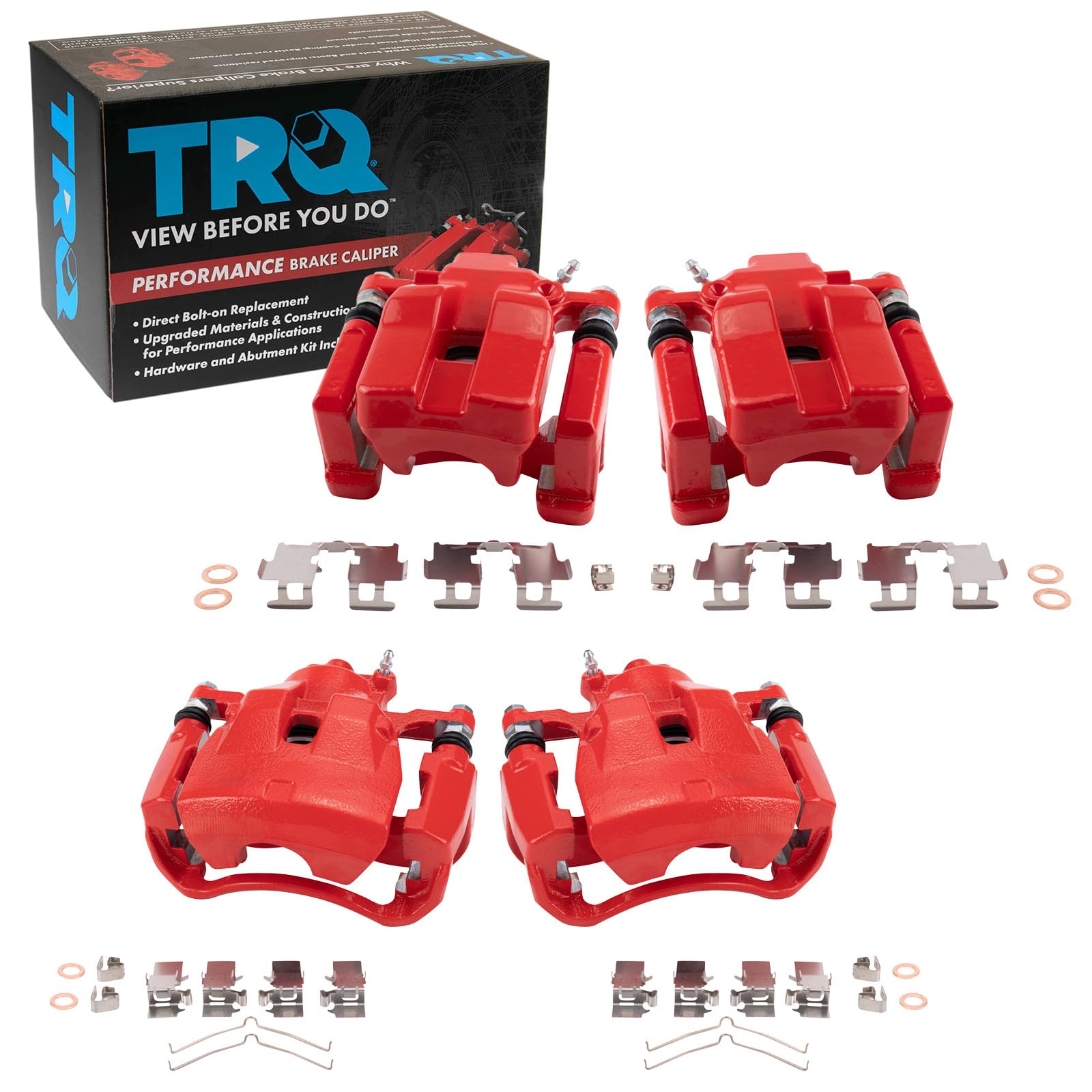 TRQ Performance Front and Rear Brake Caliper Set Coated Brackets Compatible with 2012 Toyota Avalon