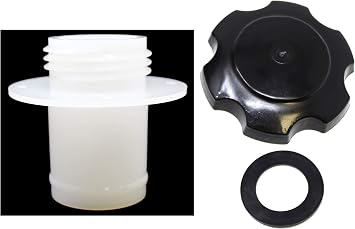 Aftermarket Jet Ski Gas Cap, Gasket & White Fuel Tank Filler Neck Kit Compatible with Kawasaki OEM # 59231-3734/51049-3714 Black