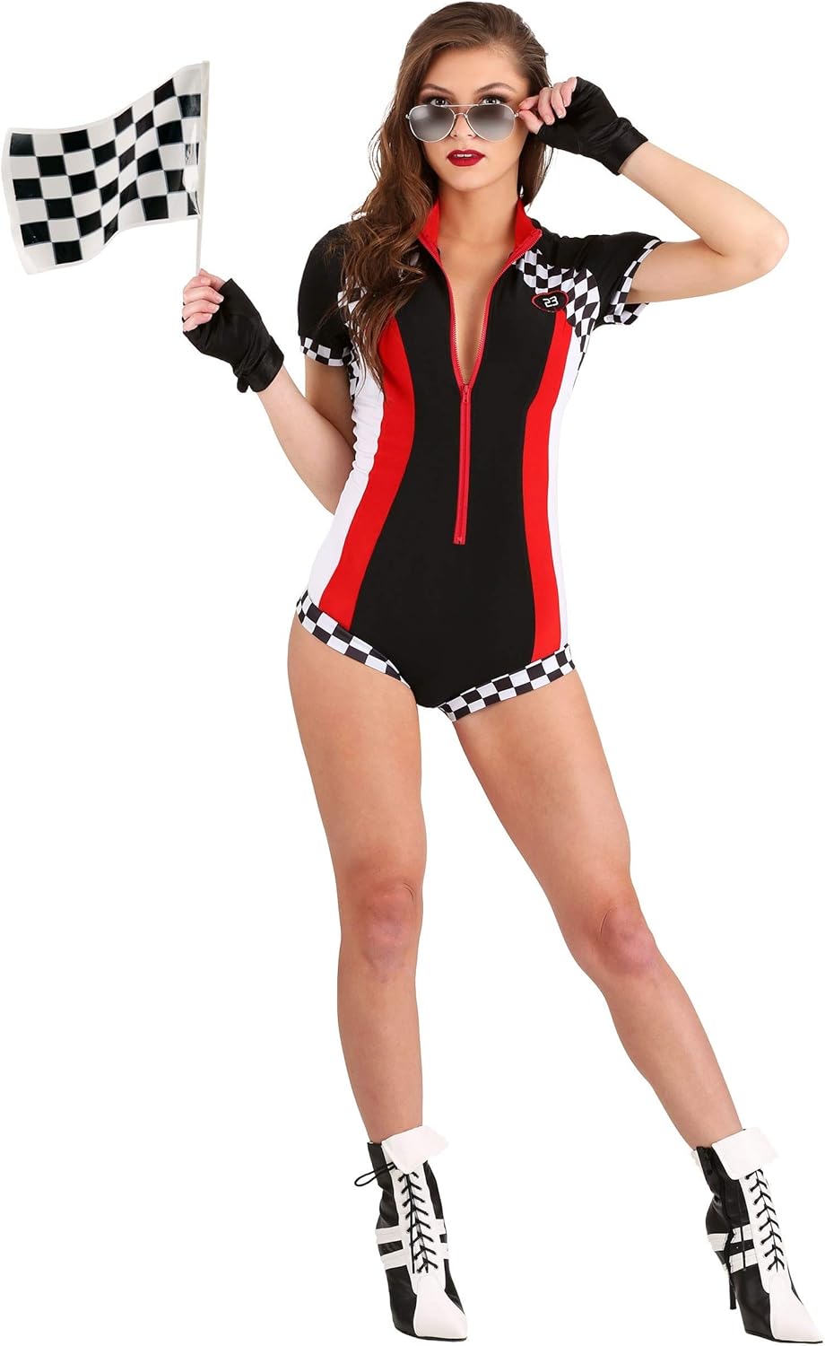 Women's Sexy Racer Costume | Snappy Speed Racer Romper for Girls | Race Car Driver Cosplay Outfit