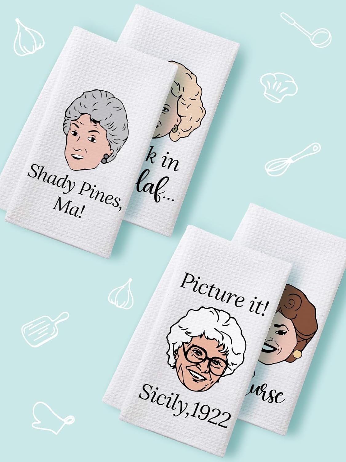 Kitchen Towels Golden Girls TV Show Merchandise Towels Set,Golden Girls Gifts for Women,Funny Set of 4 Novelty Hand Towels Unique Birthday Christmas Mother's Day House Warming Gifts for Mom