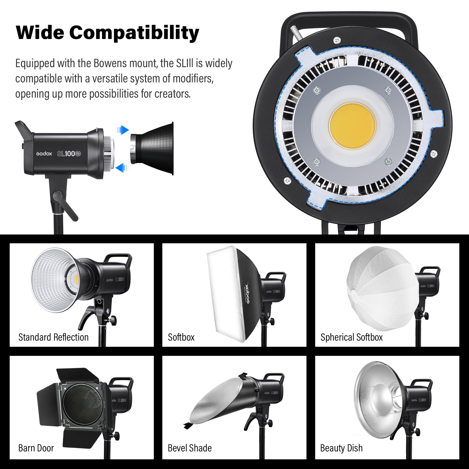 Amazon.com : Godox SL100Bi Bi Color COB LED Video Light, 100W with