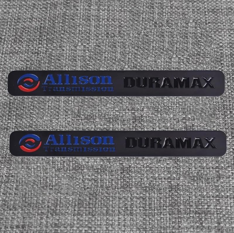 Image of 2Pcs Allison Transmission Emblems Hood 3D Nameplate Badge Letter Compatible with Silverado Dura-max (Black Blue)