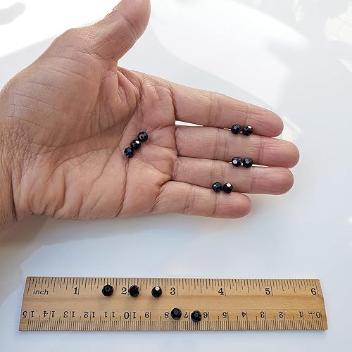 Miniatura 3 de Chengmu Cuentas redondas de vidrio negro de 0.236 in para fabricación de joyas, 720 piezas de cuentas espaciadoras esféricas facetadas Crytal