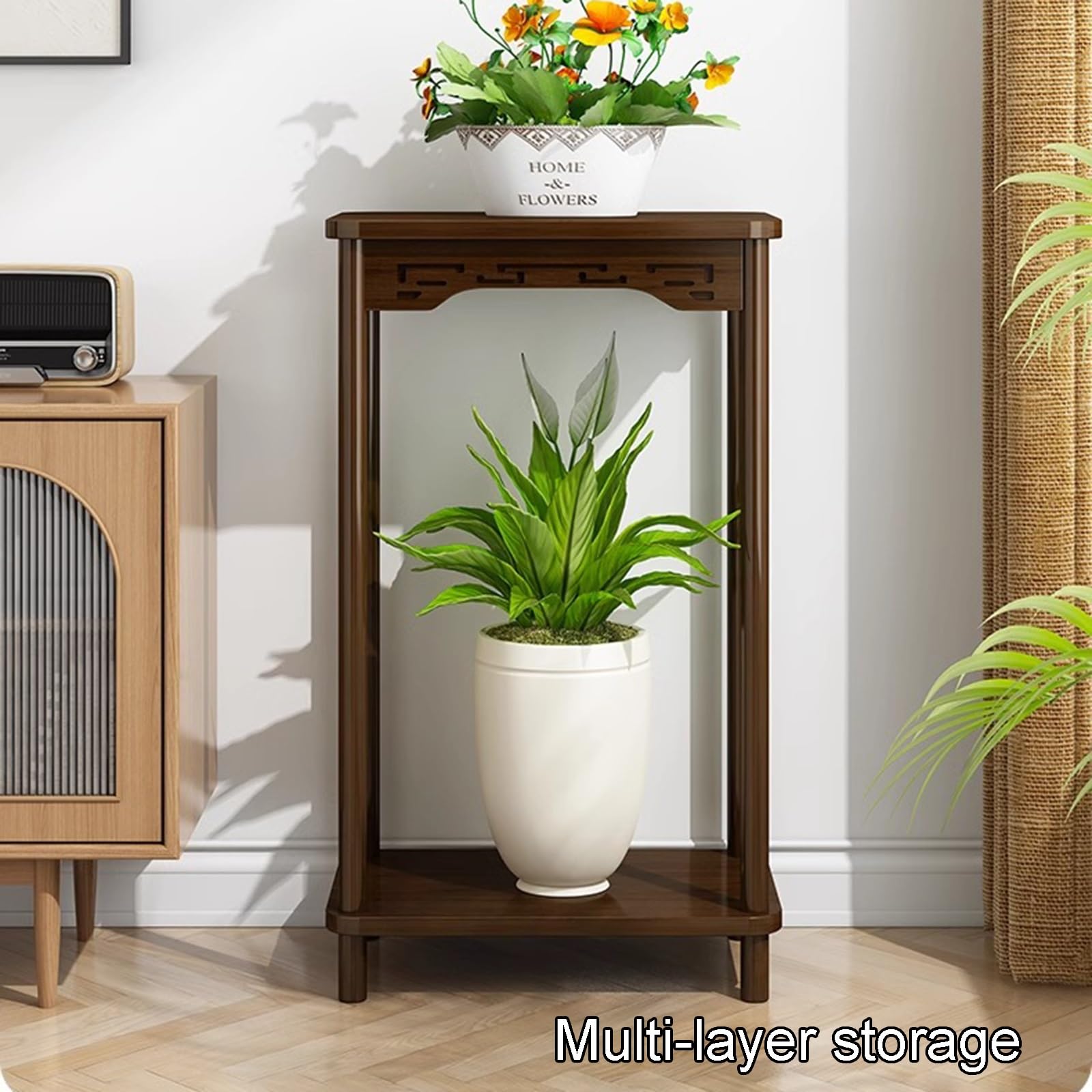 Ce Support à Plantes en Bois pour l'intérieur, étagère d'angle pour Plantes, Organisateur Vertical en Bois pour Patio, Jardin et Salon (30 * 30 * 73cm)