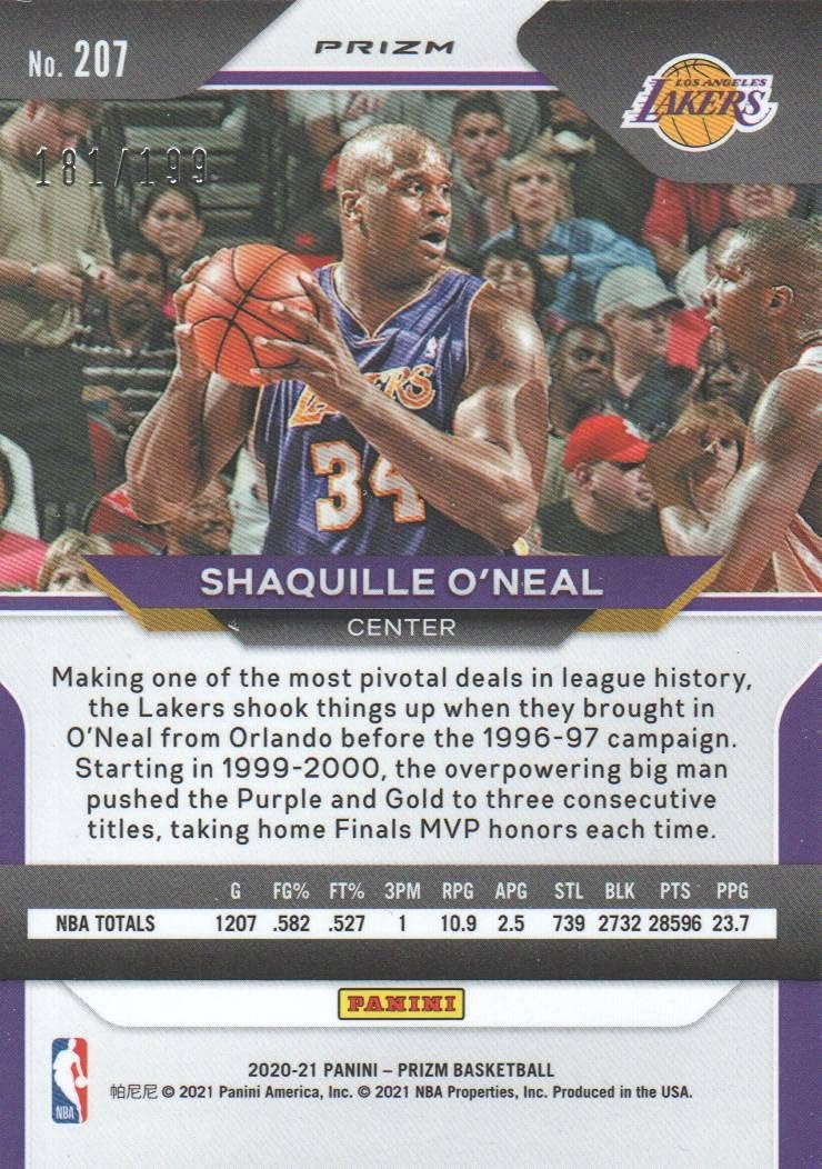 2020-21 Panini Prizm Basketball Prizms Blue #207 Shaquille O'Neal 181/199